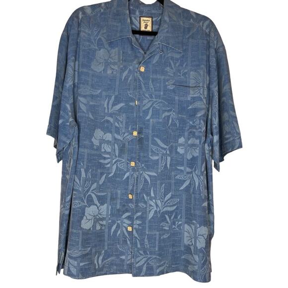 Jamaica Jaxx 100% SILK Mens Size Large Button up Shirt Hawaiian collared pocket - Picture 1 of 9